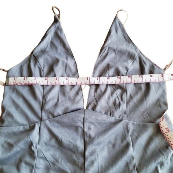 essue Floral Print Gray Maxi Romper Dress With Sheer Overlay Halter Neck Size L - Picture 14 of 16